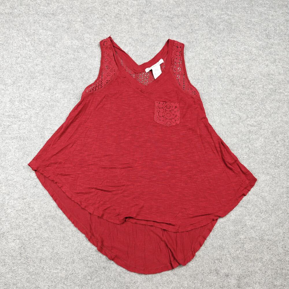 American Rag Tank Womens XXS Red Tunic Crochet Pocket Lightweight Jersey
